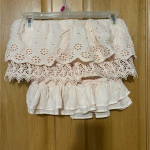 Pink Strapless Country Crop Top. Size S